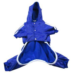 Adidog Dog Tracksuit Hoodie Jumpsuit 3 Blue Activewear Pet Outfit Sporty Clothes